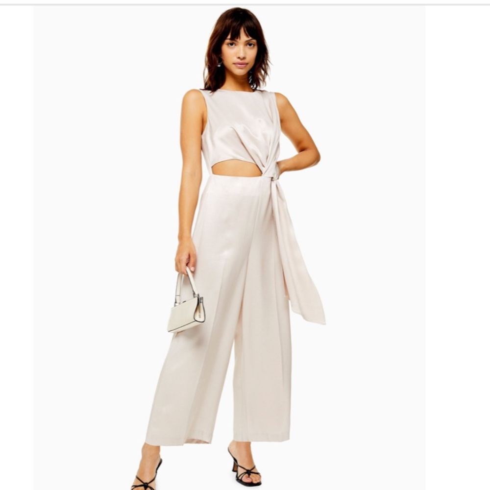 SOLD - Topshop Satin sleeveless jumpsuit with cutout
